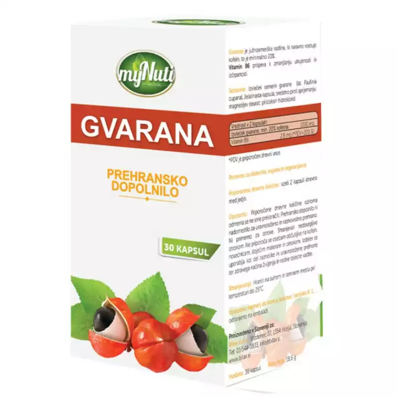 Guarana + Vitamin B6, 30 kapsul